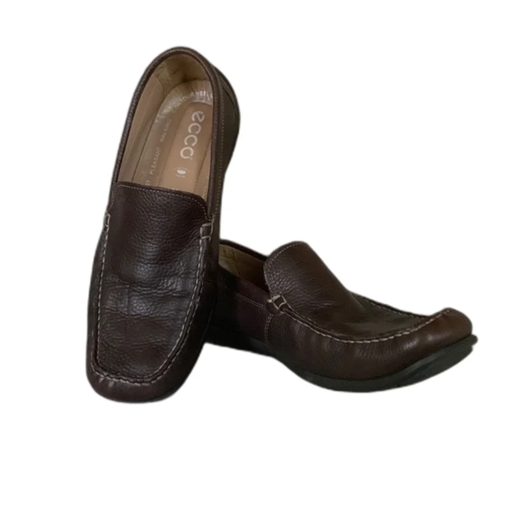 Ecco Men's Brown Leather Slip-On Moccasin Driving Shoe Size EU 44/US 10-10.5